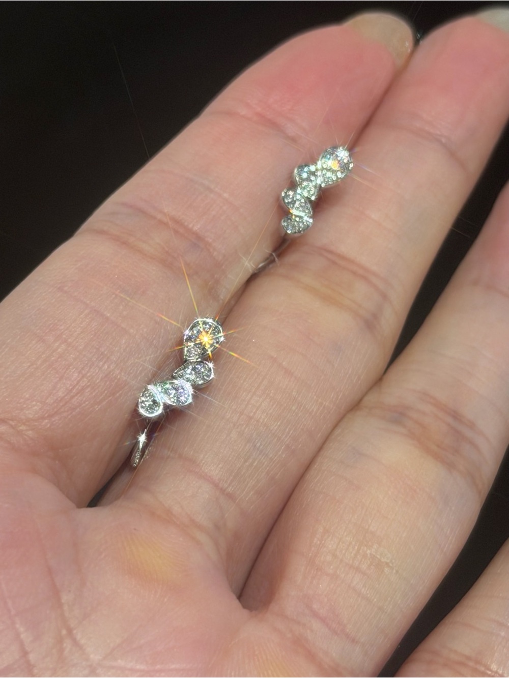 NEW Minimalist Pave Cubic Zirconia Ear Crawlers, S925 Silver Teardrop Climber Ea